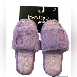 BEBE girl's medium fluffy‎ slippers in a purple color, Size Medium 13/1, NWT